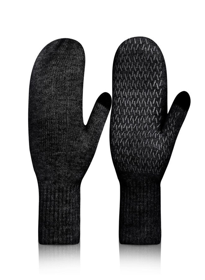 Rahhint Alpaca Wool Mittens for Women Men Double Layer Fleece Lining Winter Gloves Touch Screen Windproof Warm Gloves Gifts Size-L - Image 1